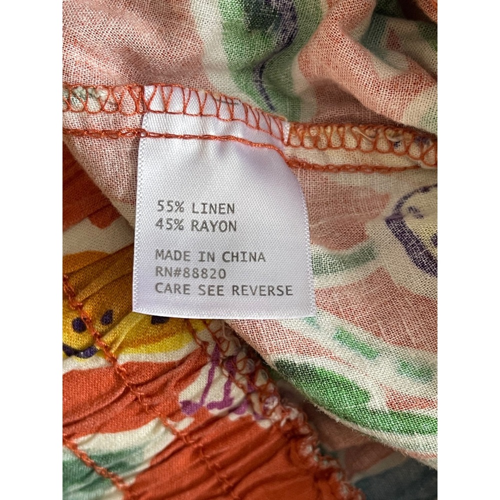 Rachel Rachel‎ Roy Womens Orange Floral Linen Blend Wide Leg Crop Pants Large - Picture 7 of 8